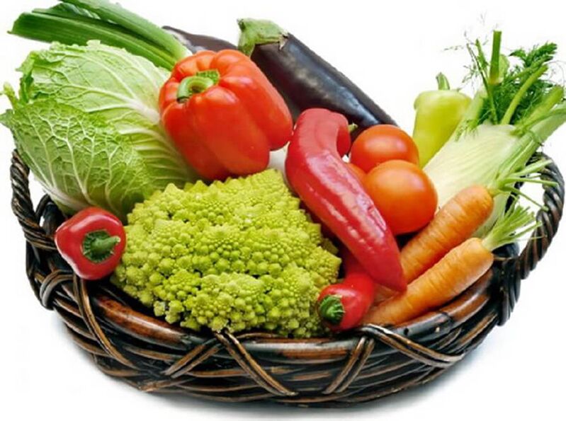 Verduras en la canasta